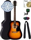 Fa-115 0971110532-combo-fgpac3 Fender Dreadnought Acoustic Guitar Sunburst Bundle With Hard Case Tune