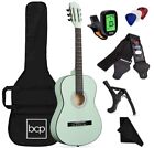 Sky6027 38inch Beginner Acoustic Guitar Starter Kit With Digital Tuner Case Strap Socal Green