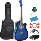 Y01-2493-g2-2 41inch Full Size Blue Acoustic Guitar With Carry Bag Strap Strings And Tuner