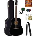 961539206 Fender Steelstring Acoustics Dreadnought Guitar Black Bundle With 741459814823