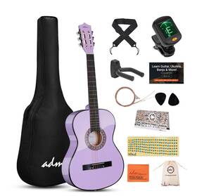 Adm 636339518512 Beginner Acoustic Classical Guitar 38 Inch Nylon Strings Wooden Bundl