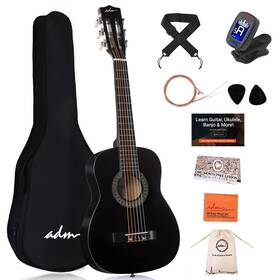 Adm 973405031082 Beginner Acoustic Classical Guitar 30 Inch Nylon Strings Wooden Bundle