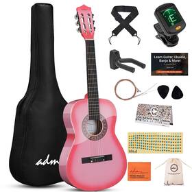 Adm 973405037565 Beginner Acoustic Classical Guitar 36 Inch Nylon Strings Wooden Bundle