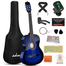 Adm 973405037602 Beginner Acoustic Classical Guitar 38 Inch Nylon Strings Wooden Bundle