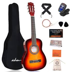 Ja101-30-sbr Adm Beginner Acoustic Classical Guitar 30 Inch Nylon Strings Wooden Bu
