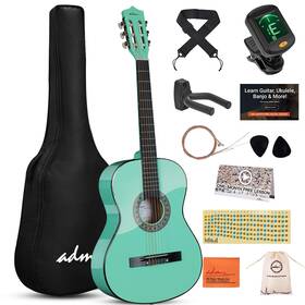 Ja101-38-gr Adm Beginner Acoustic Classical Guitar 38 Inch Nylon Strings Wooden Bundle