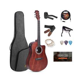 Ja443-br Adm Full Size Acoustic Electric Solid Top Guitar 41 Inch Cutaway Dreadnought