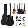 Agt16ablack Acoustic Guitar Size Cutaway Basswood Folk Bundles With Tuner