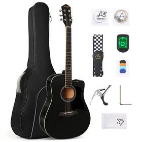 Aodsk 974012220333 Acoustic Guitar Beginner 41 Inch Full Size Solid Spruce Top Guitarra Bundle K