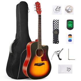 Aodsk 974012220357 Acoustic Guitar Beginner 41 Inch Full Size Solid Spruce Top Guitarra Bundle K