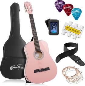 Ashthorpe 21740408 38-inch Beginner Acoustic Guitar Package Pink Basic Starter Kit With G