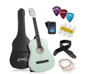 Ashthorpe 313046972935 38-inch Beginner Acoustic Guitar Starter Package Mint Green