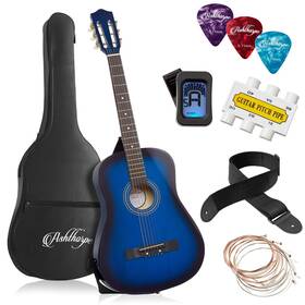 Ashthorpe 842364126459 38-inch Beginner Acoustic Guitar Package Blue Basic Starter Kit