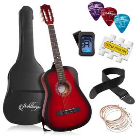 B24-red Ashthorpe 38-inch Acoustic Guitar Package Red With Gig Bag Strings Strap Tuner Pitch