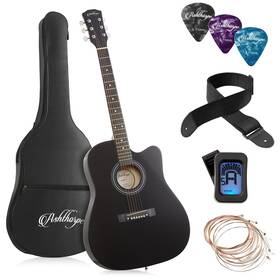 Str-b27 Ashthorpe 41-inch Beginner Cutaway Acoustic Guitar Package Black Full Size