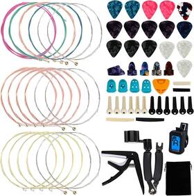 Augshy 065181680823 65 Pcs Guitar Tool Repair Kit Including Strings Picks