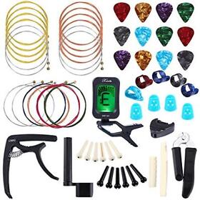 Auihiay 58 Pcs Guitar Accessories Kit Including Strings Picks Capo