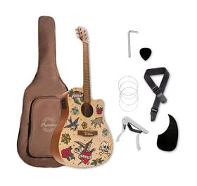 Bamboo 810096347596 41 Inch Acoustic Electric Guitar. Beginner For Adults And Teens With Gig B