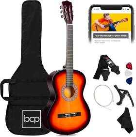 Best Choice Products 313051016075 38in Beginner All Wood Acoustic Guitar Starter Kit With Gig Ba