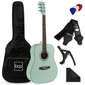 Best Choice Products 842957125326 41in Full Size All Wood Acoustic Guitar Set Socal Green