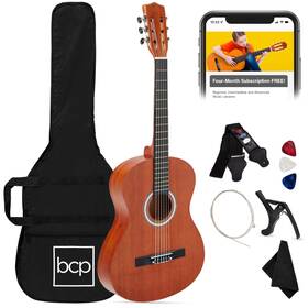 Best Choice Products 842957136803 38in Beginner All Wood Acoustic Guitar Starter Kit With Gig Bag 6 Picks Nylon