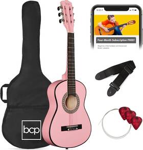 Sky5207 Best Choice Products Bcp 30 Inch Kids Accoustic Guitar Allinone Beginner Starter Kit Strap Case Pics Pink