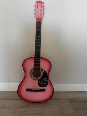 W45867 Best Choice Products Post Malone Autographed Pink Acoustic Guitar Full Size