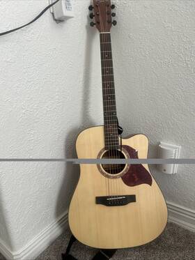 H-07c Blackwolf Black Wolf Beginners Acoustic Guitar 41 Inch Natural Cutaway Bundle With Gig Bag