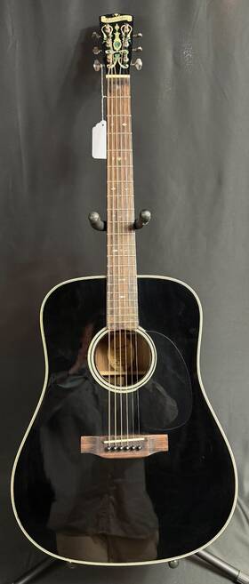 Br-160b Blueridge Herringbone Dreadnought Acoustic Guitar Gloss Black With Case