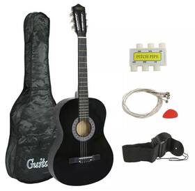 Gg2008-y01-1208-2 Branded 38 Inch Acoustic Guitar Full Size Adult Black Includes Pick Accessoriies