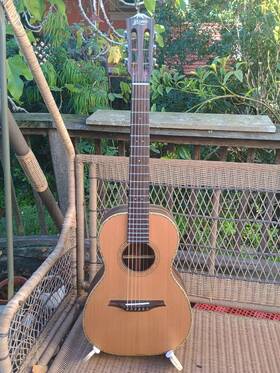 Bar6 Bromo Parlor Guitar Solid Spruce Over Ebony Repaired With Gig Bag