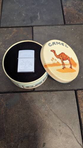 56498 Camel Zippo 1995 Double-sided Turkish Polished Chrome With Tin Unfired