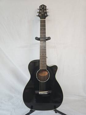 Trv23 Crafter Trv23/bk Black 3/4 Size Travel Guitar With Case
