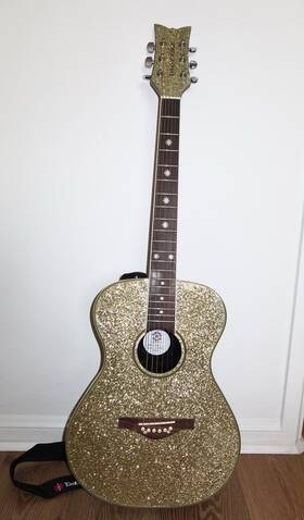 Daisy Rock 6180127 Glitter Electric Guitar Sparkly Pop Aesthetic Gold Tone Finish