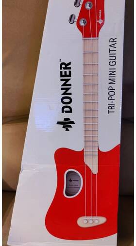 Donner 686924570999 Mini Acoustic Guitar 3-string Mint Green With Manual Box And Chords