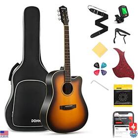 B07cvf11zn Donner Full Size Acoustic Guitar Bundle For Beginners With Bag Strap Tuner Capo 41 Inch