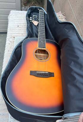 Dag-15 Donner Broken Headstock Acoustic Guitar In Brown Burst With New Gig Bag
