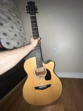 Daj-110c Donner Grand Auditorium Acoustic Guitar Natural Cutaway Spruce Mahogany