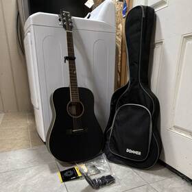 Ds-20a Donner Black Dreadnought Acoustic Guitar 6 String With Gig Bag
