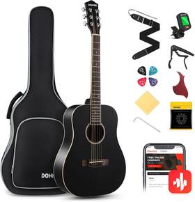 Ec1231 Donner Acoustic Guitar For Beginner Adult 36ftft Dreadnought 3/4 Size Black