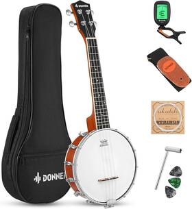 Dbu-200 Donner Ec1300 Banjolele 4 String Banjo Ukulele 23 Inch Sapele With Gig Bag Tuner