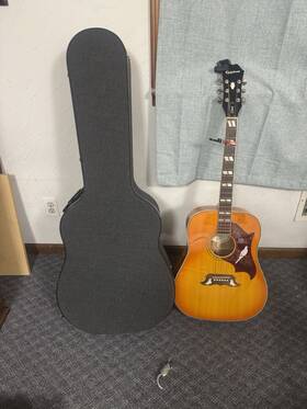 108868258 Epiphone Dove Pro Acoustic Guitar And Fender 100 Amp