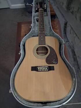 Dr-212n Epiphone Dr-212/nat 12 String Acoustic Guitar With Hard Case