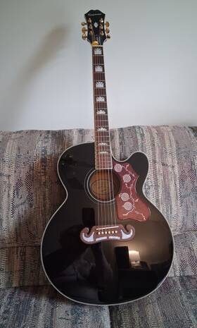 Eej2bkgh Epiphone J-200 Ec Acoustic-electric Guitar - Black Beautiful Condition