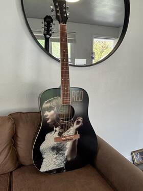 Ts5584 Epiphone Red Taylors Version Dreadnought Acoustic Guitar 6 String Black
