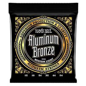 P02566 Ernie Ball Aluminum Bronze Medium Light Acoustic Guitar Strings 12-54