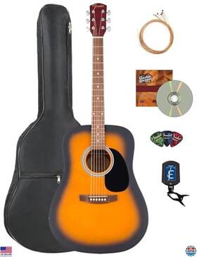 B086kygc9j Fender Dreadnought Acoustic Guitar Sunburst Bundle With Gig Bag Tuner Strings And Picks