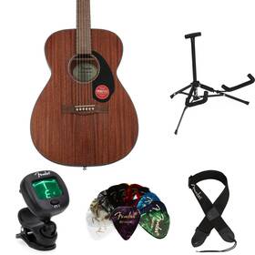Cc60smessbn Fender Cc-60s All-mahogany Concert Acoustic Guitar Essentials Bundle - Natural
