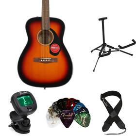 Cc60ssbessbn Fender Cc-60s Concert Acoustic Guitar Essentials Bundle - 3-color Sunburst