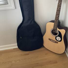 Fender Cfkqa40997 Fa-200ce Fa-series Dreadnought Acoustic Guitar Natural With Gig Bag